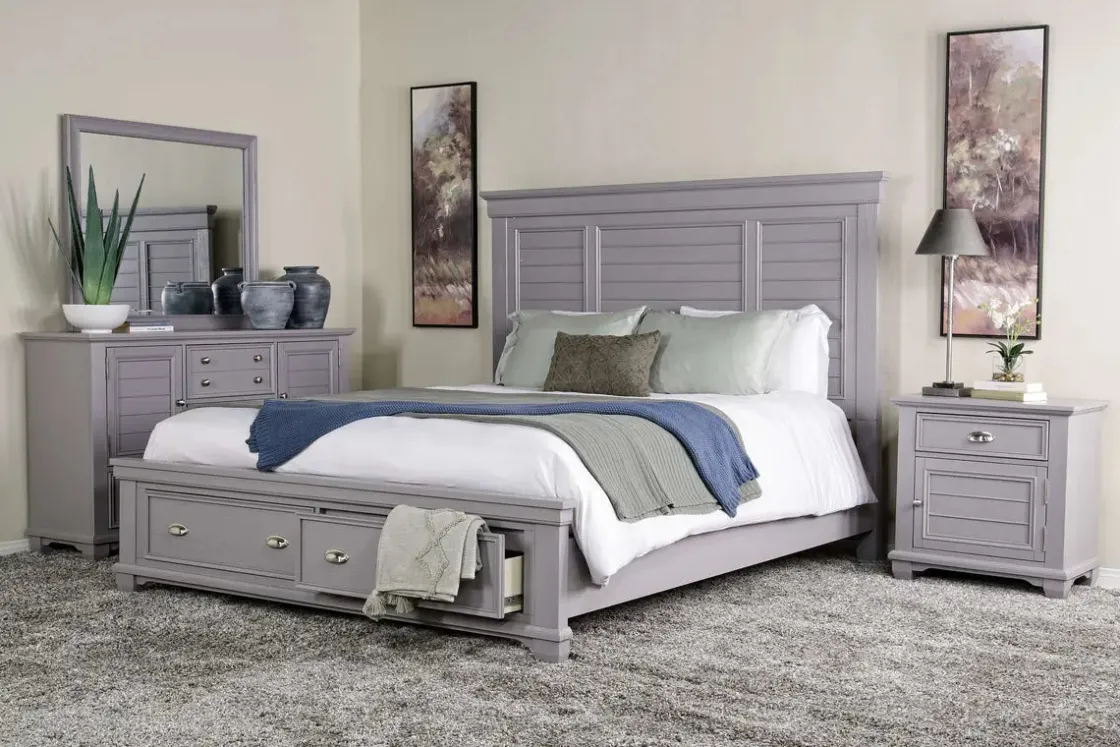 Mor Furniture Jamestown Storage Bed, Dresser, Mirror & Nightstand In , Queen