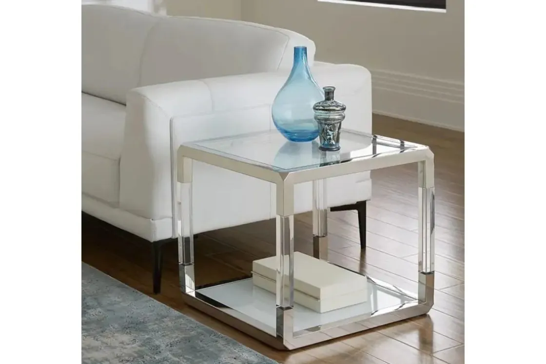 Mor Furniture Jasper End Table In Glass/Stainless Steel