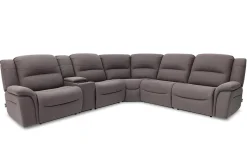 Mor Furniture Jaxon 6 Piece 2 Power Sectional In Mushroom