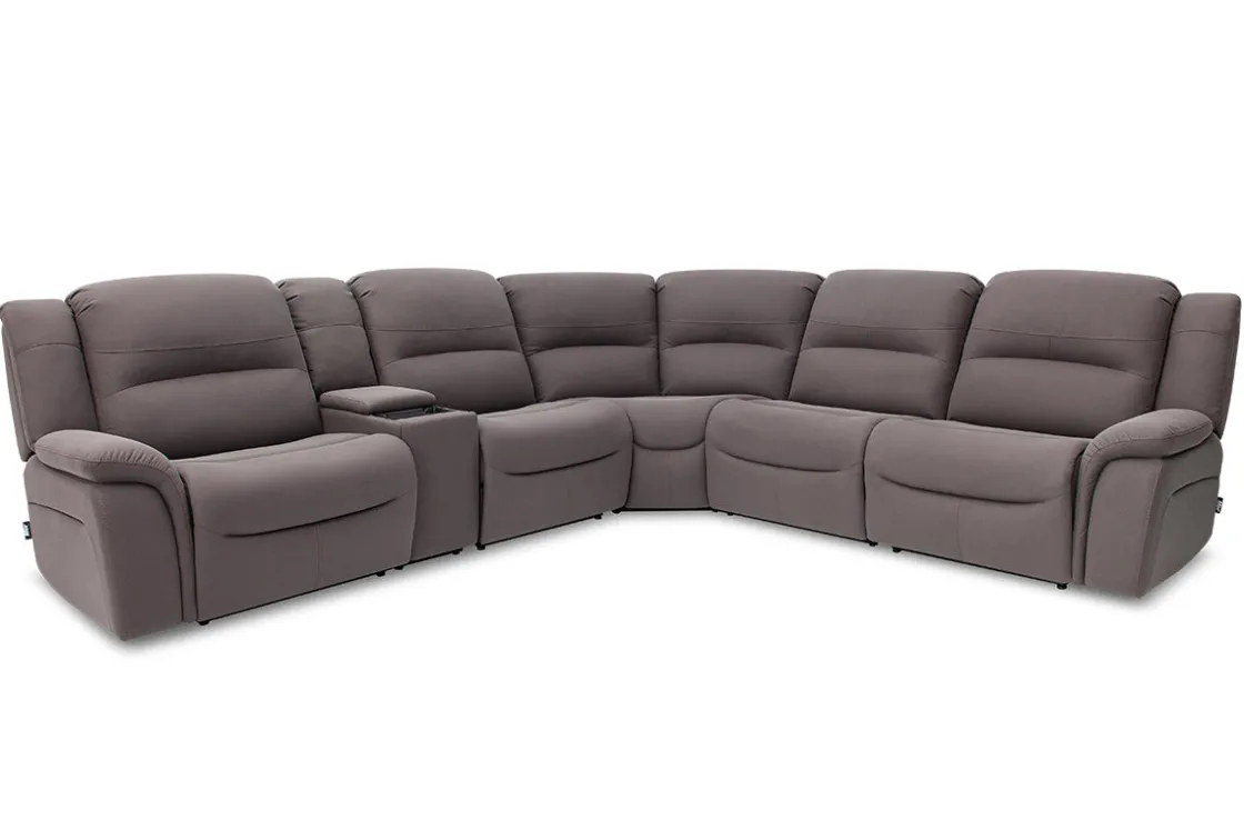 Mor Furniture Jaxon 6 Piece 2 Power Sectional In Mushroom