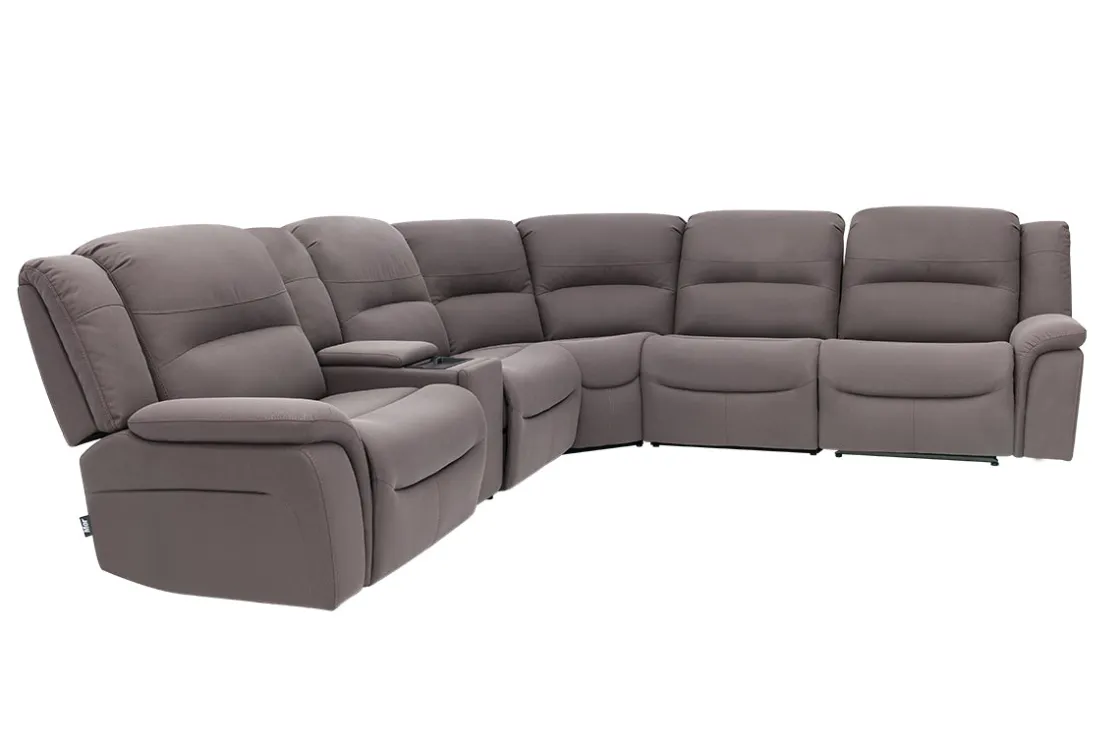 Mor Furniture Jaxon 6 Piece 2 Power Sectional In Mushroom