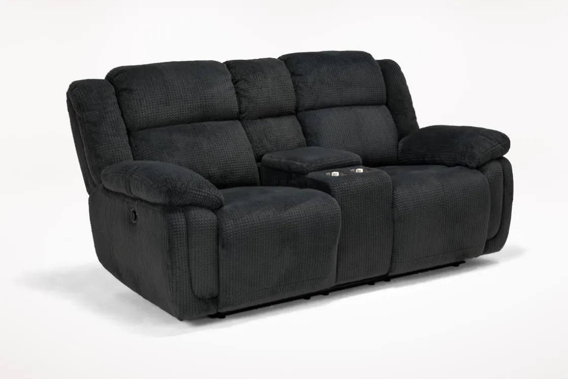 Mor Furniture Jayne Power Console Loveseat In Brown