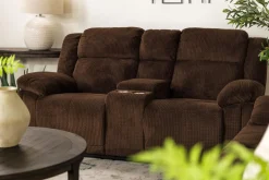 Mor Furniture Jayne Power Console Loveseat In Brown