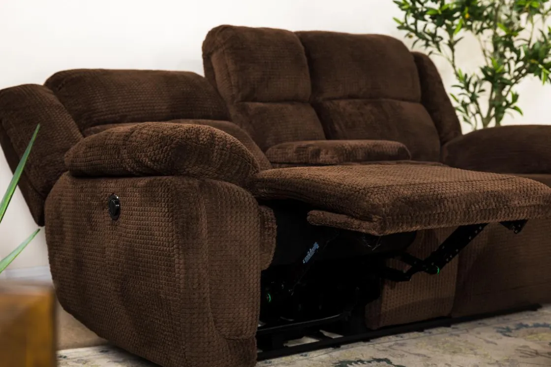 Mor Furniture Jayne Power Console Loveseat In Brown