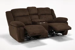 Mor Furniture Jayne Power Console Loveseat In Brown