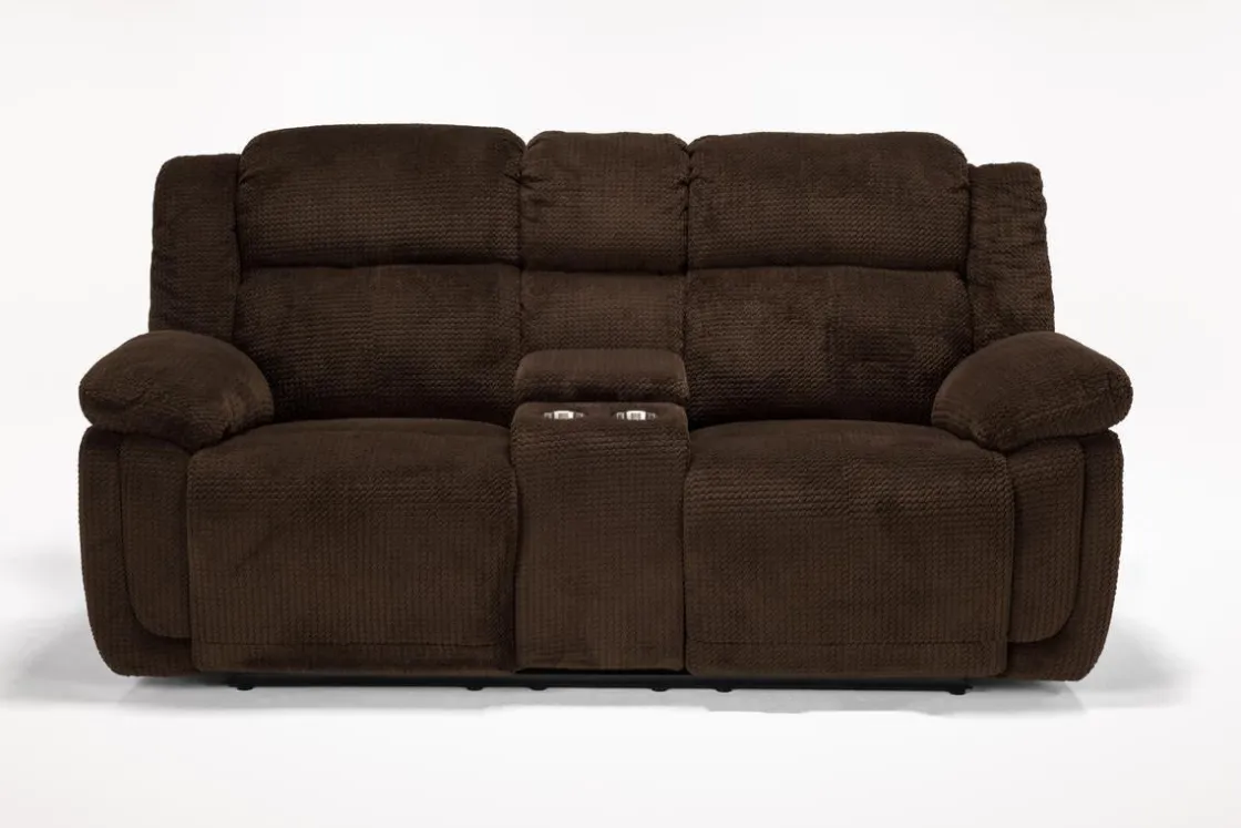 Mor Furniture Jayne Power Console Loveseat In Brown