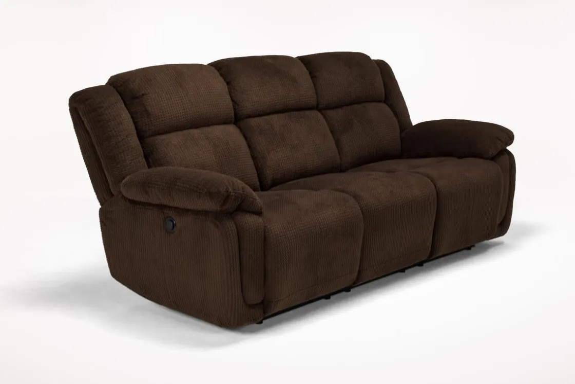 Mor Furniture Jayne Power Sofa W/ Drop Down Table In Brown