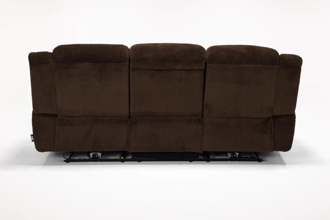 Mor Furniture Jayne Power Sofa W/ Drop Down Table In Brown