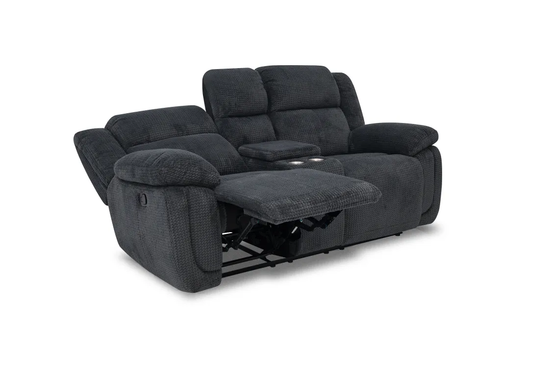 Mor Furniture Jayne Reclining Console Loveseat In Charcoal