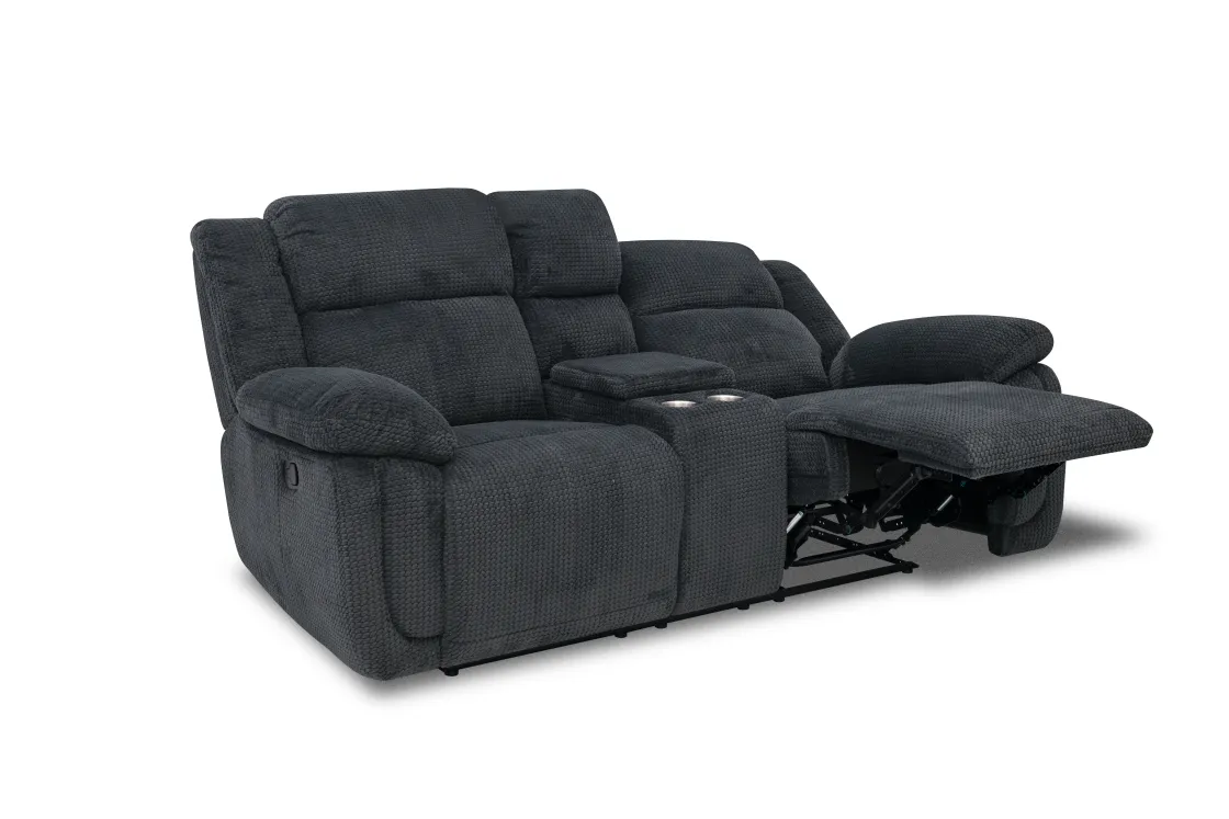 Mor Furniture Jayne Reclining Console Loveseat In Charcoal
