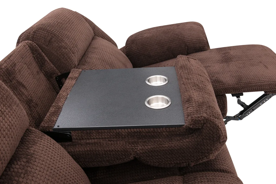 Mor Furniture Jayne Reclining Sofa W/ Drop Down Table In Charcoal