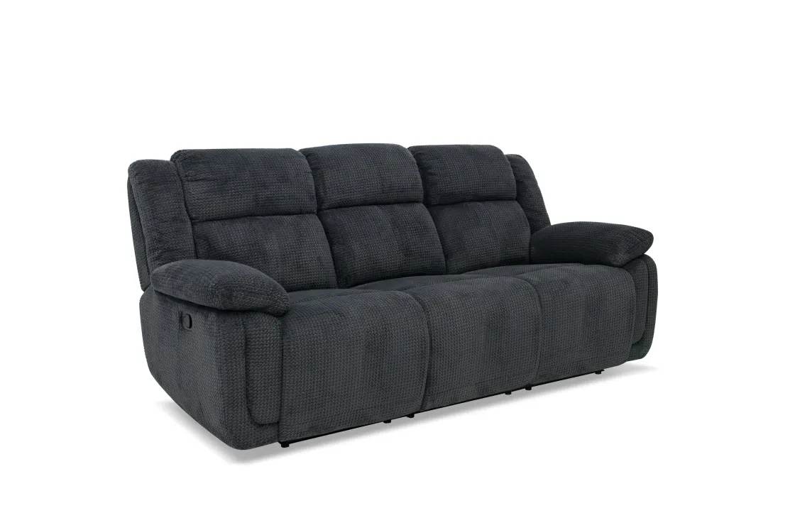 Mor Furniture Jayne Reclining Sofa W/ Drop Down Table & Console Loveseat In Charcoal
