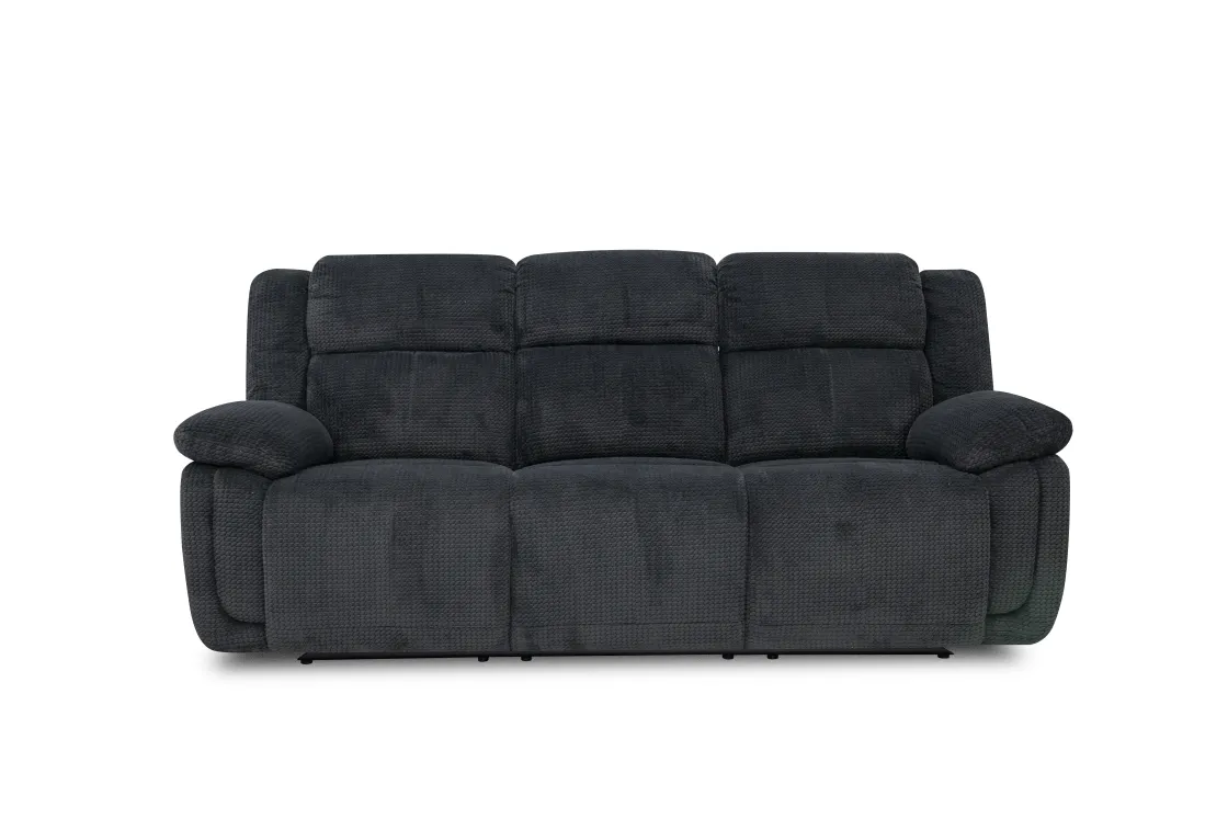 Mor Furniture Jayne Reclining Sofa W/ Drop Down Table & Console Loveseat In Charcoal
