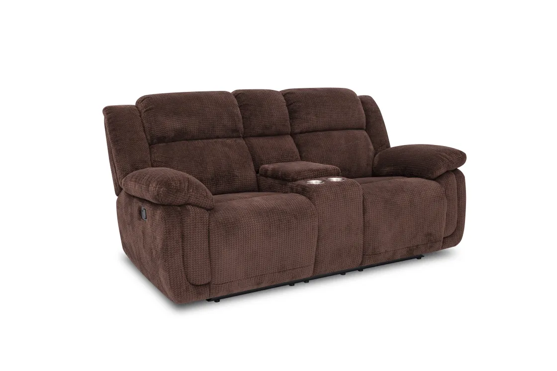 Mor Furniture Jayne Reclining Sofa W/ Drop Down Table & Console Loveseat In Charcoal