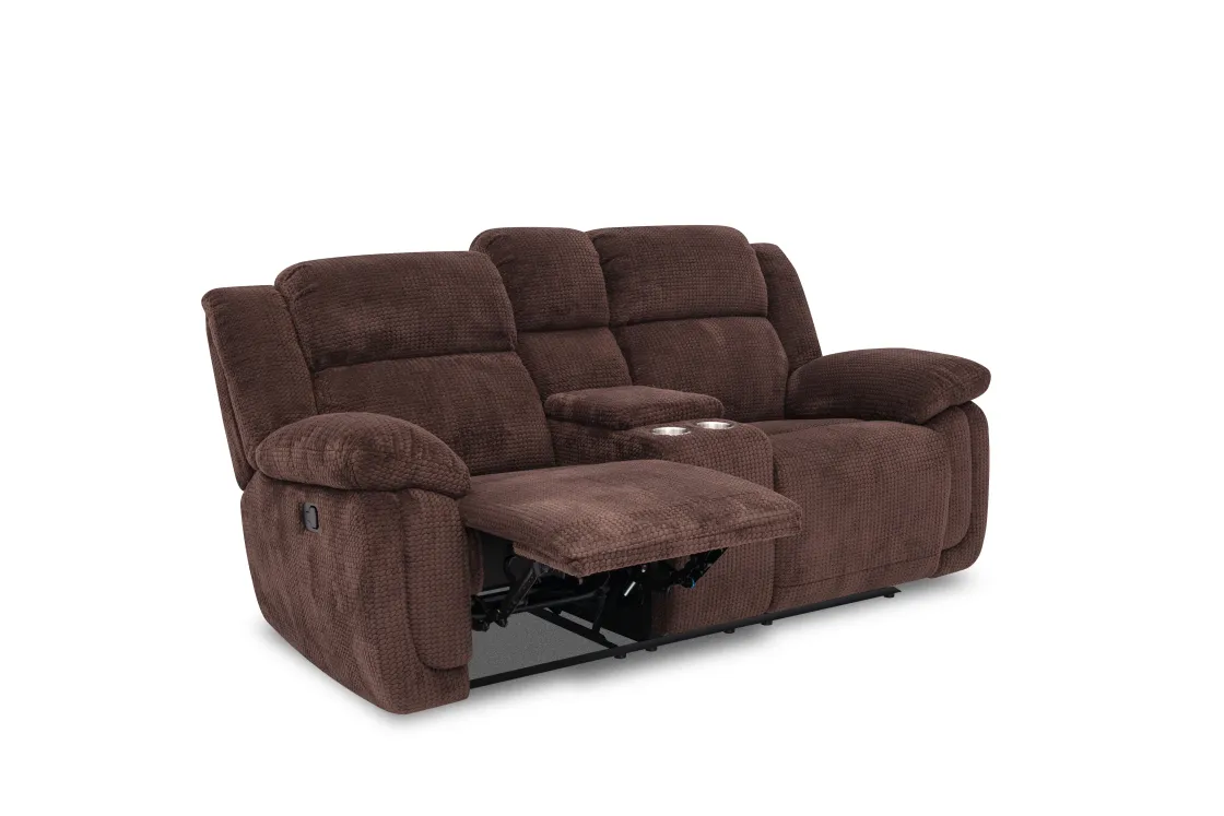 Mor Furniture Jayne Reclining Sofa W/ Drop Down Table & Console Loveseat In Charcoal