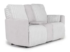 Mor Furniture Jessica 2 Power Console Loveseat In Presley Fog/Charlotte Mist