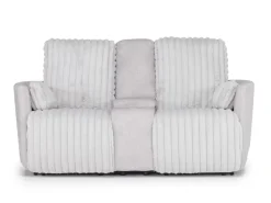 Mor Furniture Jessica Reclining Console Loveseat In Presley Fog/Charlotte Mist