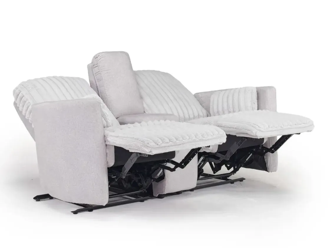 Mor Furniture Jessica Reclining Sofa & Console Loveseat In Presley Fog/Charlotte Mist