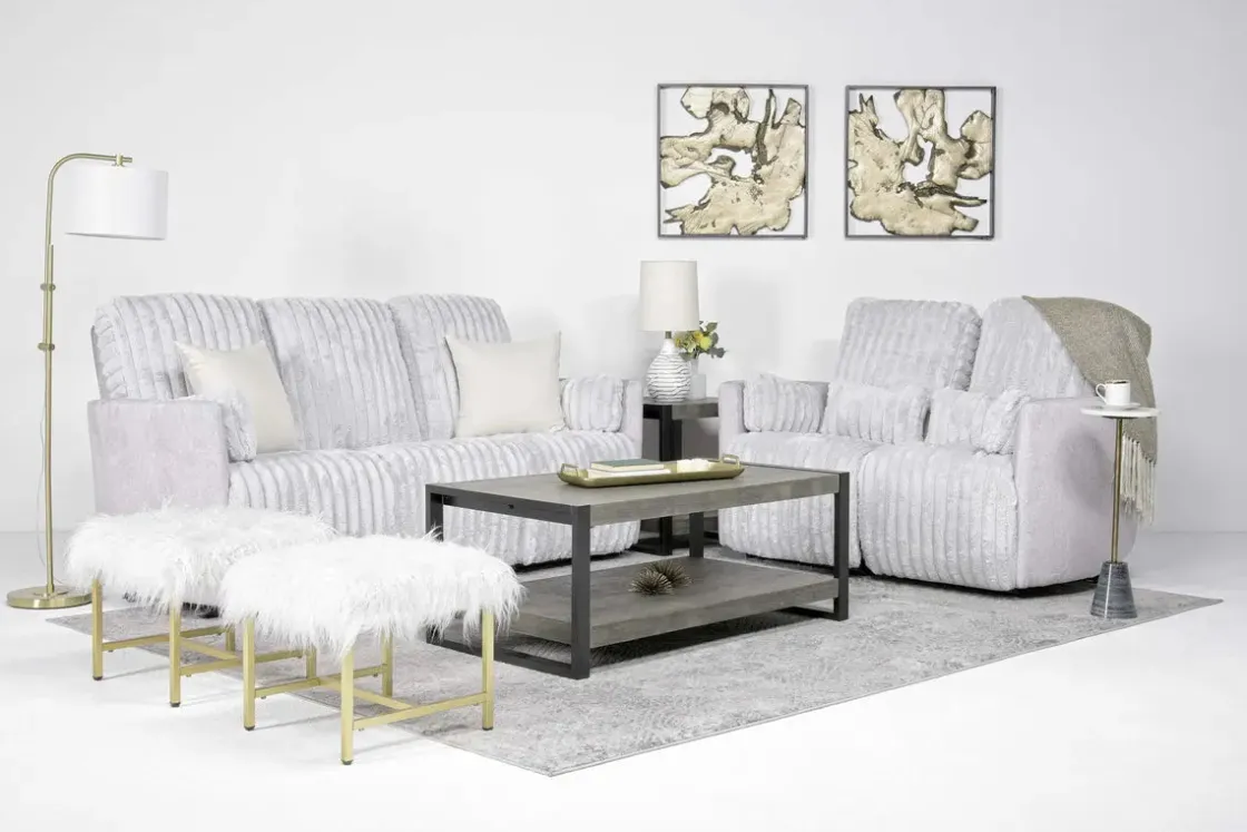 Mor Furniture Jessica Reclining Sofa In Presley Fog/Charlotte Mist