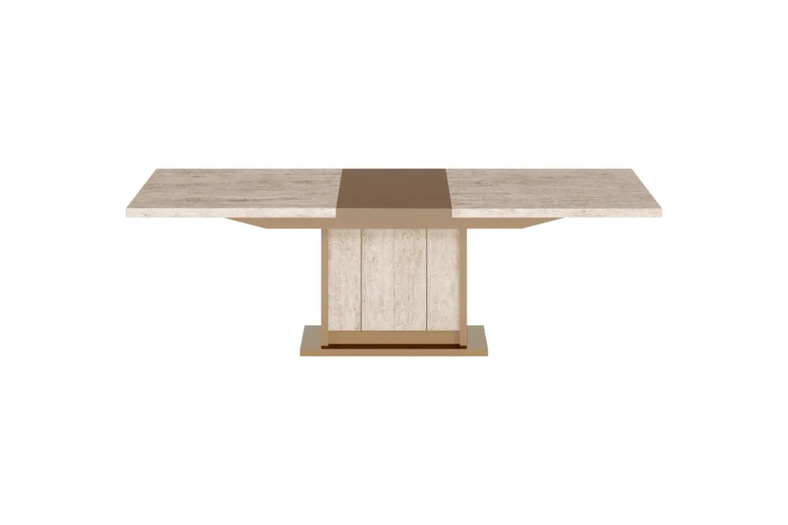 Mor Furniture Jo 83" Dining Table In Gold/Travertino Eco Stone