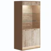 Mor Furniture Jo Curio Cabinet In Gold/Travertino Eco Stone