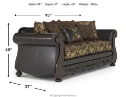 Mor Furniture Jupiter Sofa In Gold & Dark Brown