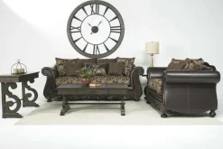Mor Furniture Jupiter Sofa In Gold & Dark Brown
