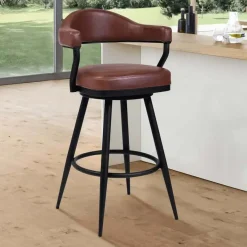 Mor Furniture Justin Counter Height Stool In Vintage Coffee Brown, 26 Inch