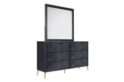 Mor Furniture Kailani Upholstered Panel Bed, Dresser, Mirror & Nightstand In Black, Queen