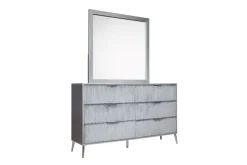 Mor Furniture Kailani Upholstered Panel Bed, Dresser, Mirror & Nightstand In Black, Queen