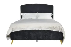 Mor Furniture Kailani Upholstered Panel Bed, Dresser, Mirror & Nightstand In Black, Queen
