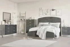Mor Furniture Kailani Upholstered Panel Bed In Black, Queen