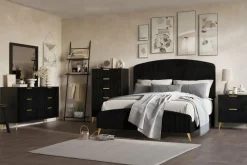 Mor Furniture Kailani Upholstered Panel Bed In Black, Queen