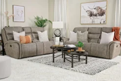 Mor Furniture Kamari Reclining Sofa & Console Loveseat In Gray