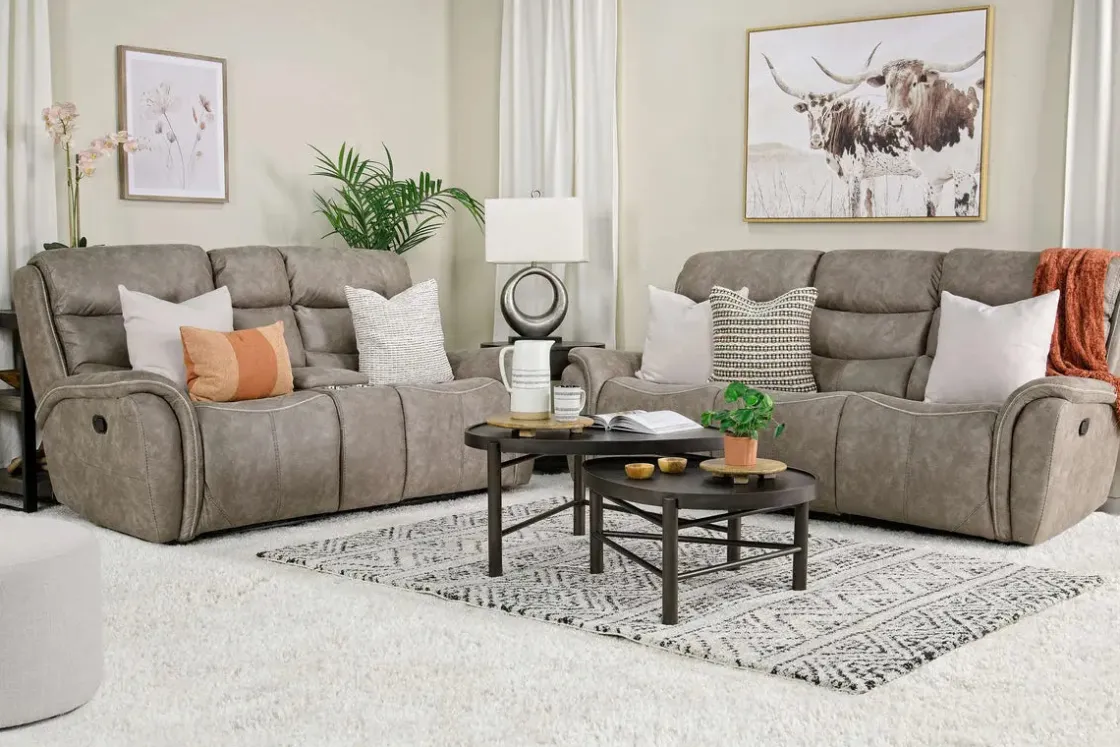Mor Furniture Kamari Reclining Sofa In Gray