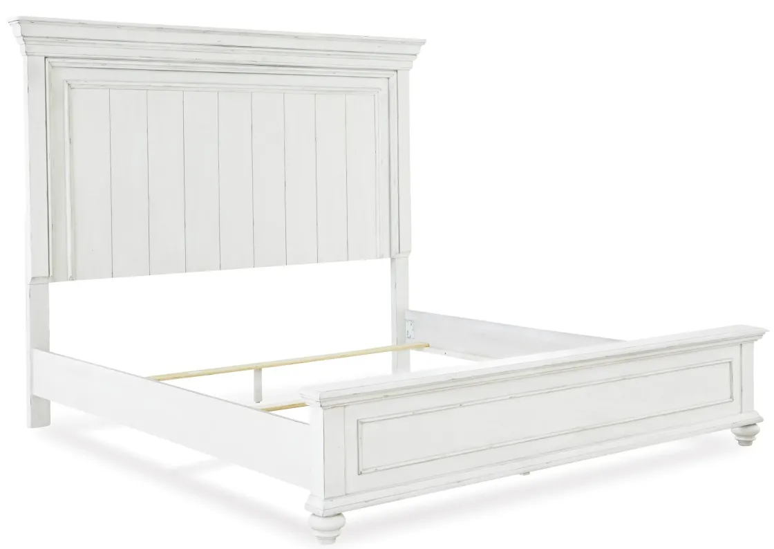 Mor Furniture Kanwyn Panel Bed In White Wash, Queen