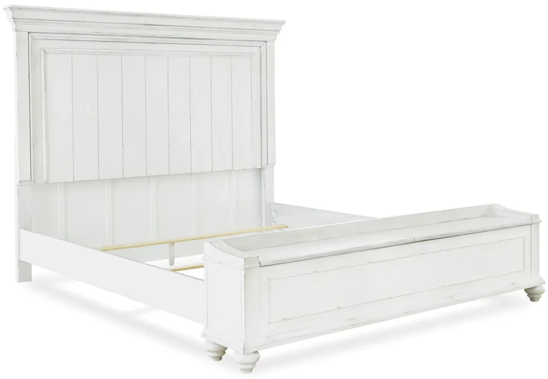 Mor Furniture Kanwyn Panel Bed W/ Storage In White Wash, Queen