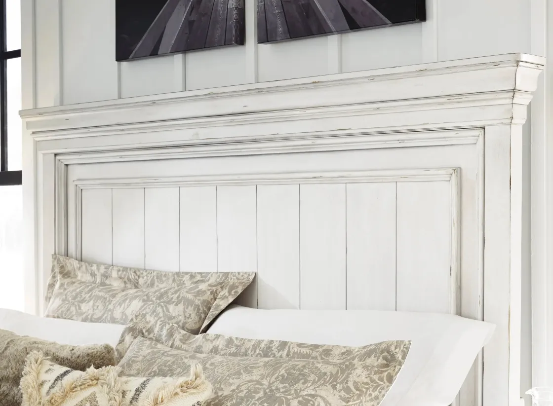 Mor Furniture Kanwyn Panel Bed W/ Storage In White Wash, Queen