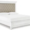 Mor Furniture Kanwyn Upholstered Panel Bed In White Wash, Queen