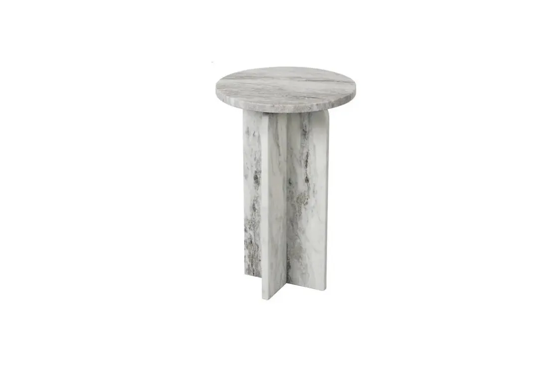 Mor Furniture Keithwell Round Accent Table In Gray & White