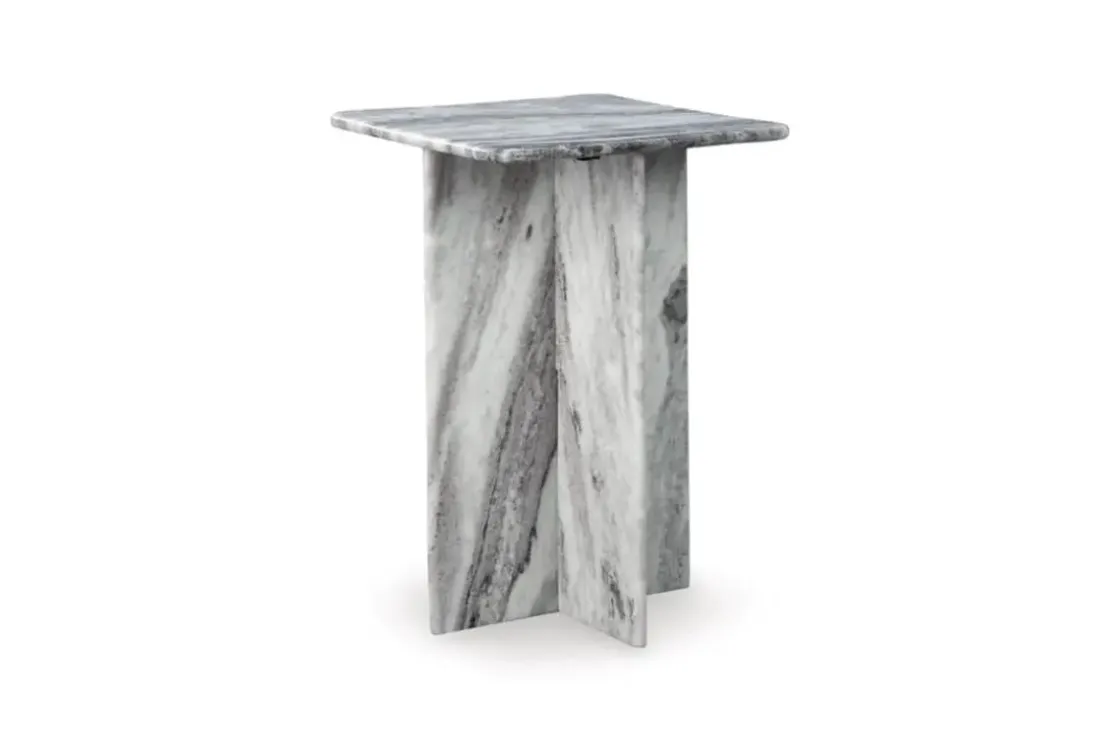 Mor Furniture Keithwell Round Accent Table In Gray & White