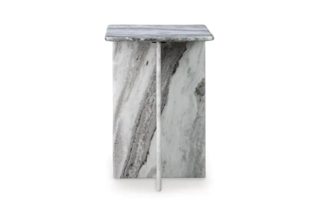 Mor Furniture Keithwell Round Accent Table In Gray & White