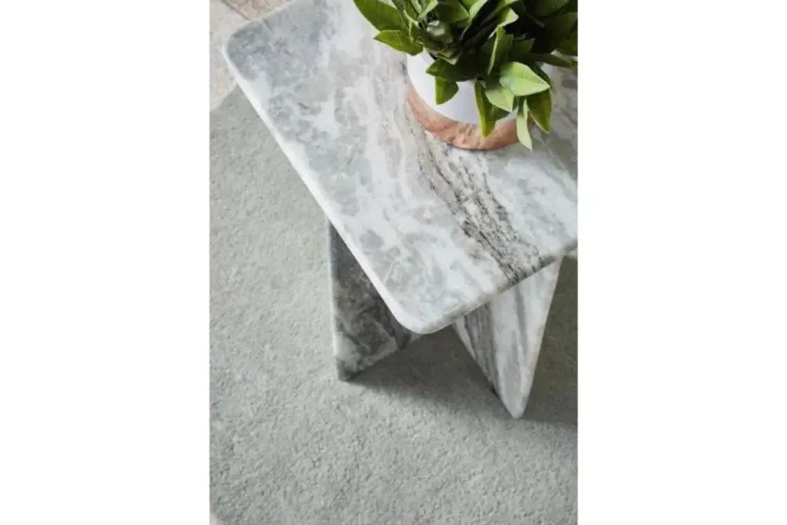 Mor Furniture Keithwell Round Accent Table In Gray & White