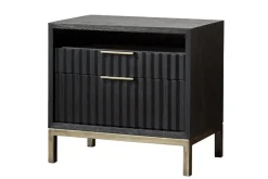 Mor Furniture Kentfield 2 Drawer Nightstand In Black Drifted Oak