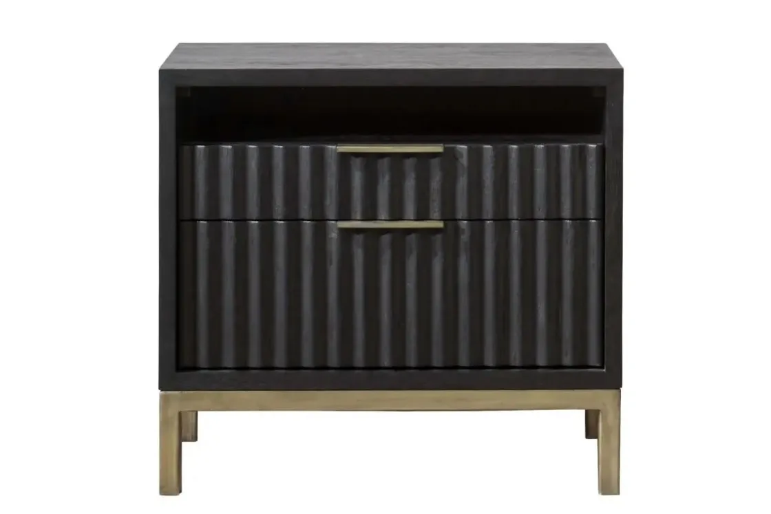 Mor Furniture Kentfield Platform Bed, Dresser, Mirror & Nightstand In Black Drifted Oak, Full