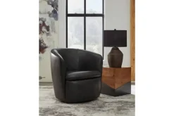 Mor Furniture Kierreys Swivel Chair In Charcoal Leather