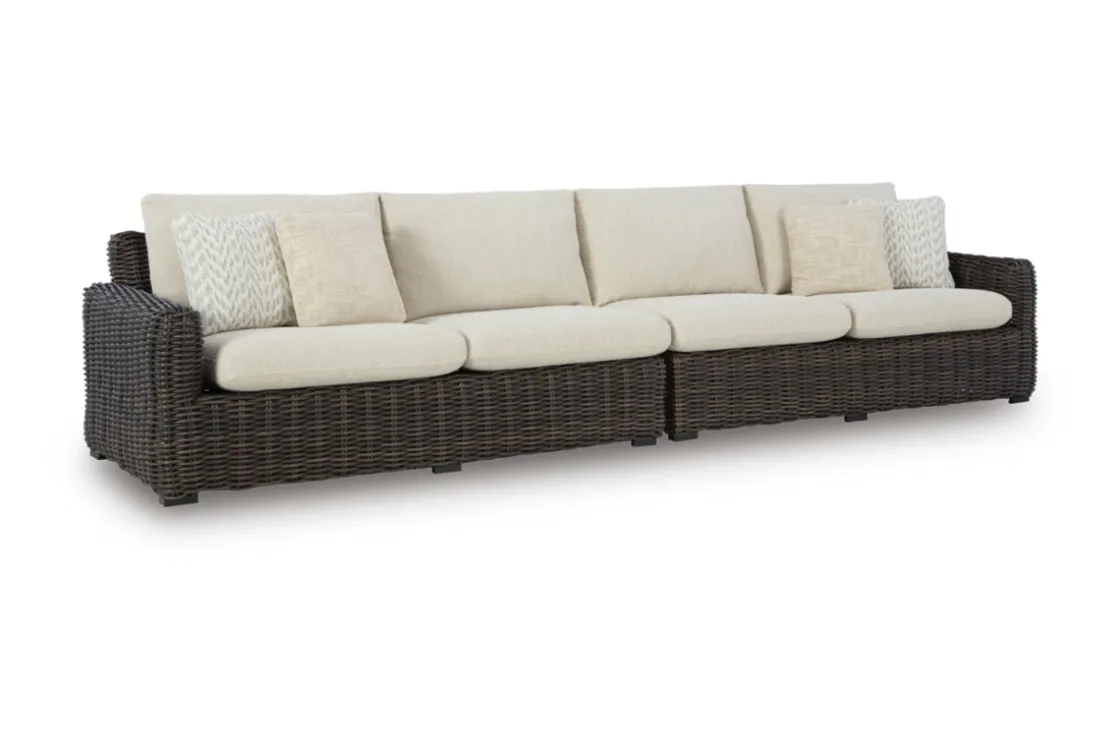 Mor Furniture Kimora Outdoor 2 Piece Sectional In Beige/Dark Brown