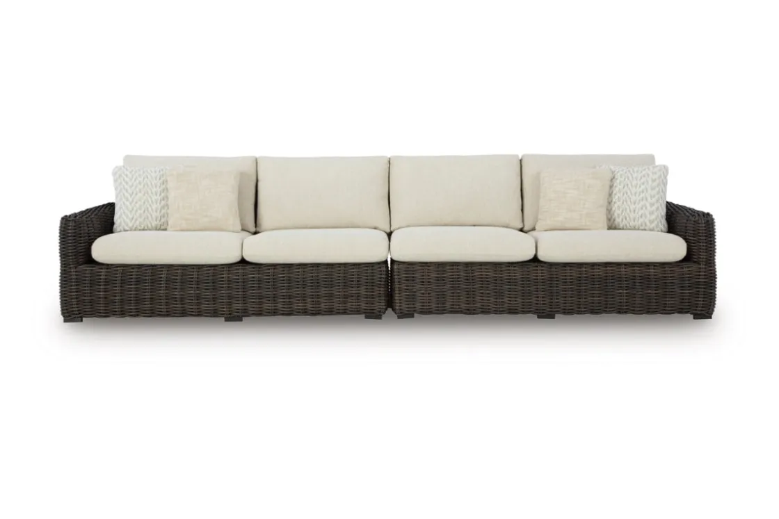 Mor Furniture Kimora Outdoor 2 Piece Sectional In Beige/Dark Brown