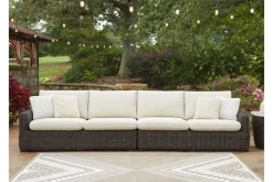 Mor Furniture Kimora Outdoor 2 Piece Sectional In Beige/Dark Brown