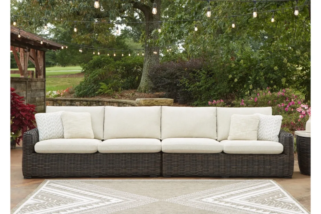 Mor Furniture Kimora Outdoor 2 Piece Sectional In Beige/Dark Brown